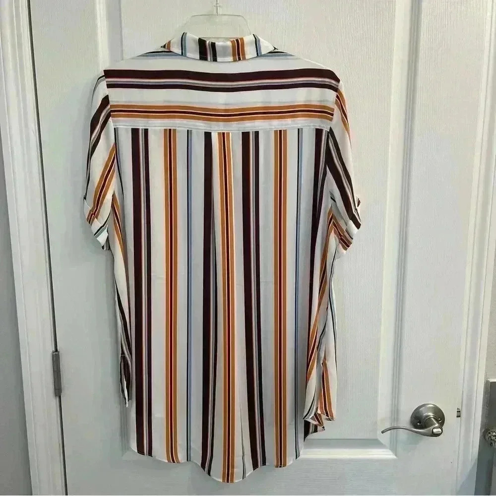 Striped Hi-Low Button Down Blouse by Cato - Picture 10 of 10